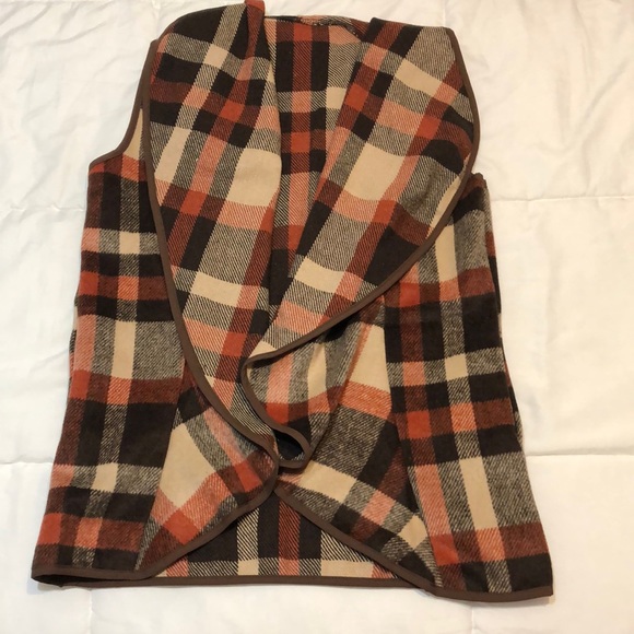 Unidear Size Small Buffalo Paid Vest Open Front Sleeveless Cardigan with Pockets - Picture 7 of 8